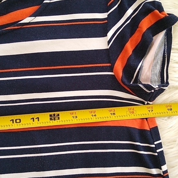 Alfani Petite Striped Shirttail T-Shirt Navy Bold Stripe - Picture 11 of 13